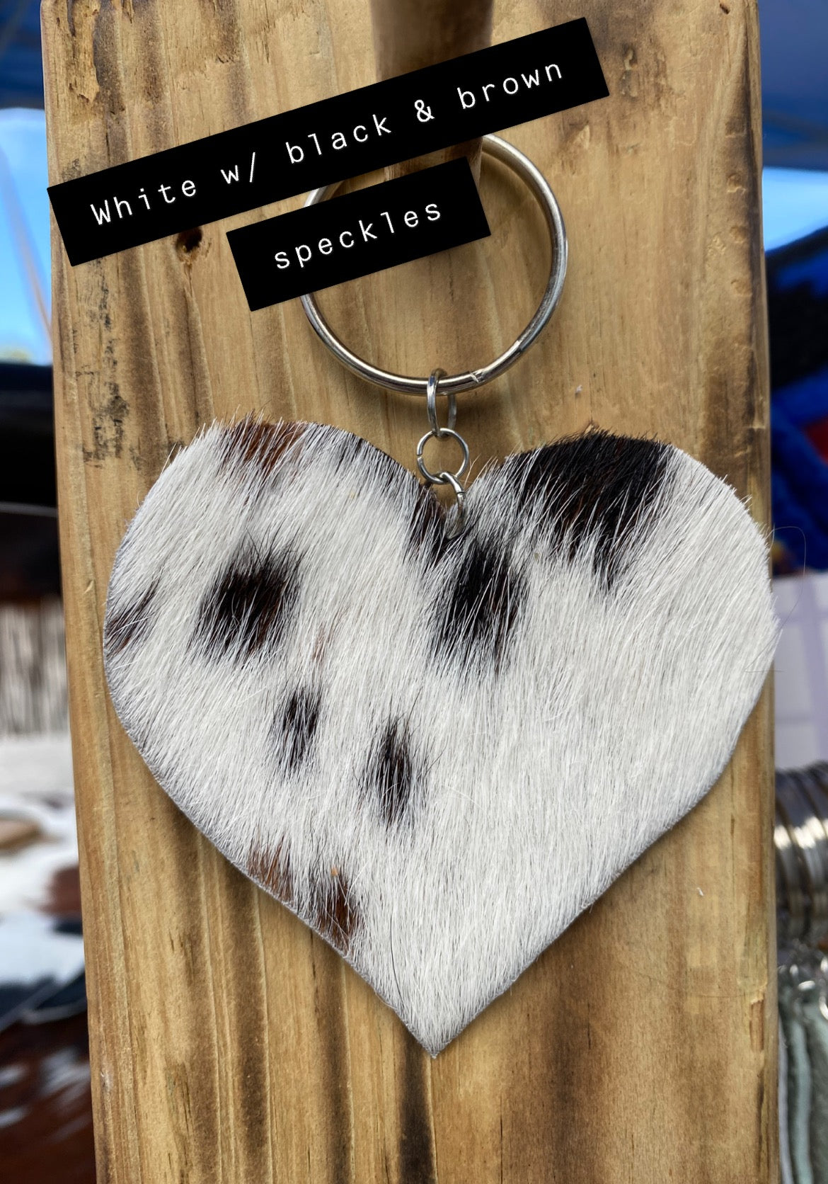 Cowhide Heart Keychain