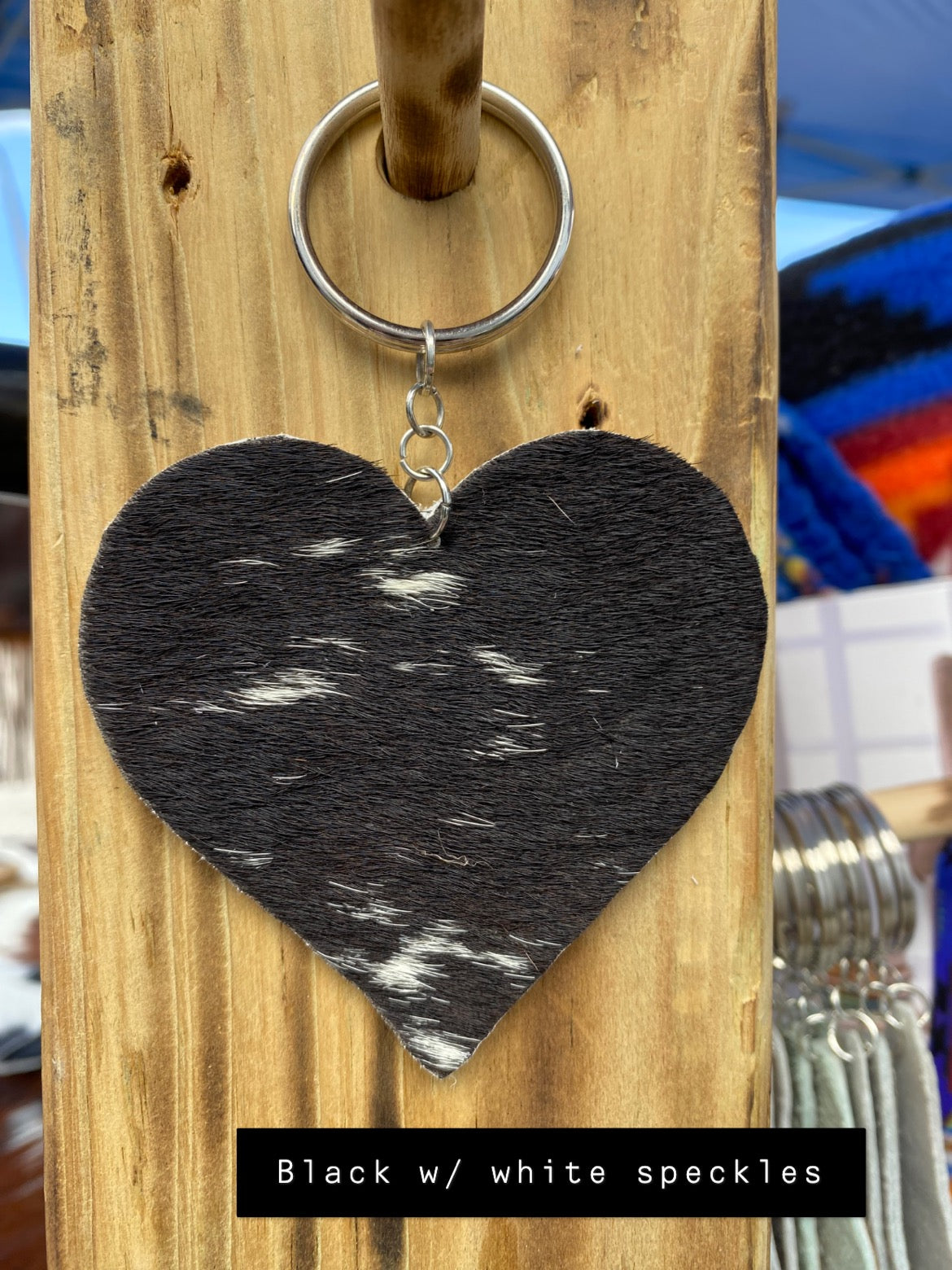 Cowhide Heart Keychain