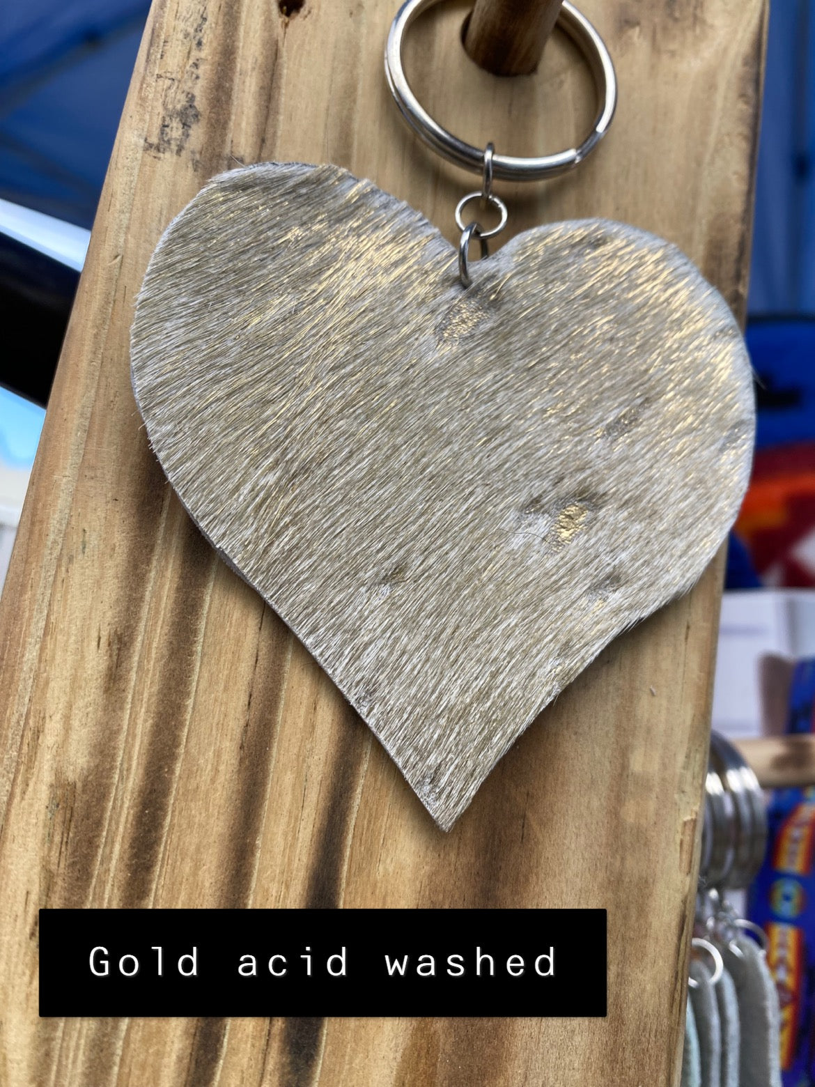 Cowhide Heart Keychain