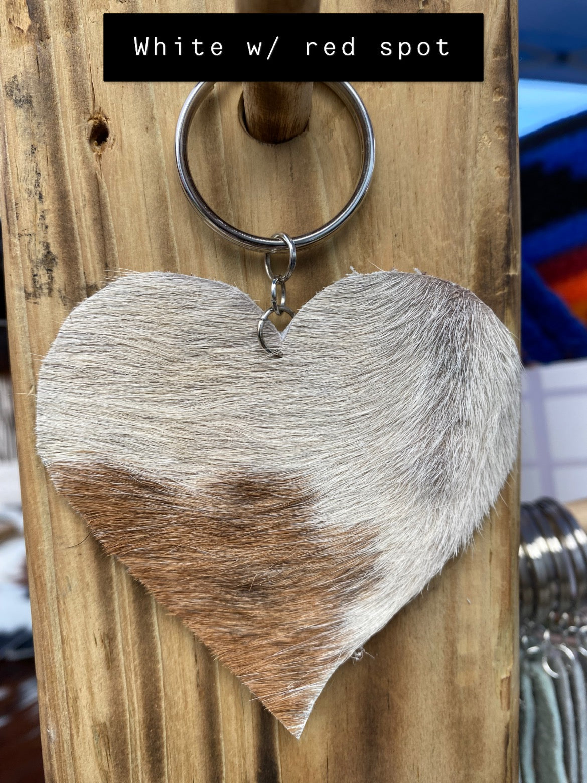 Cowhide Heart Keychain