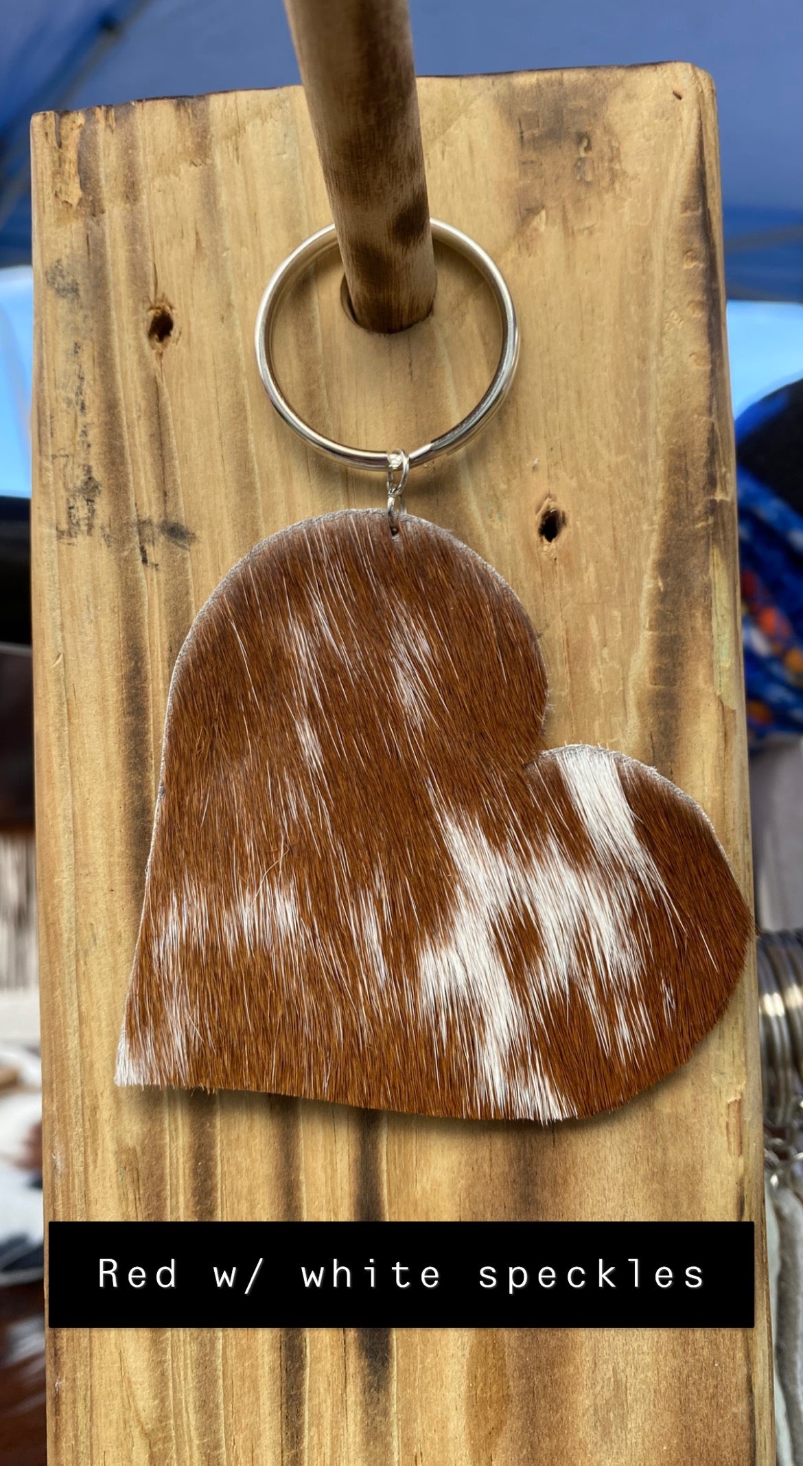 Cowhide Heart Keychain