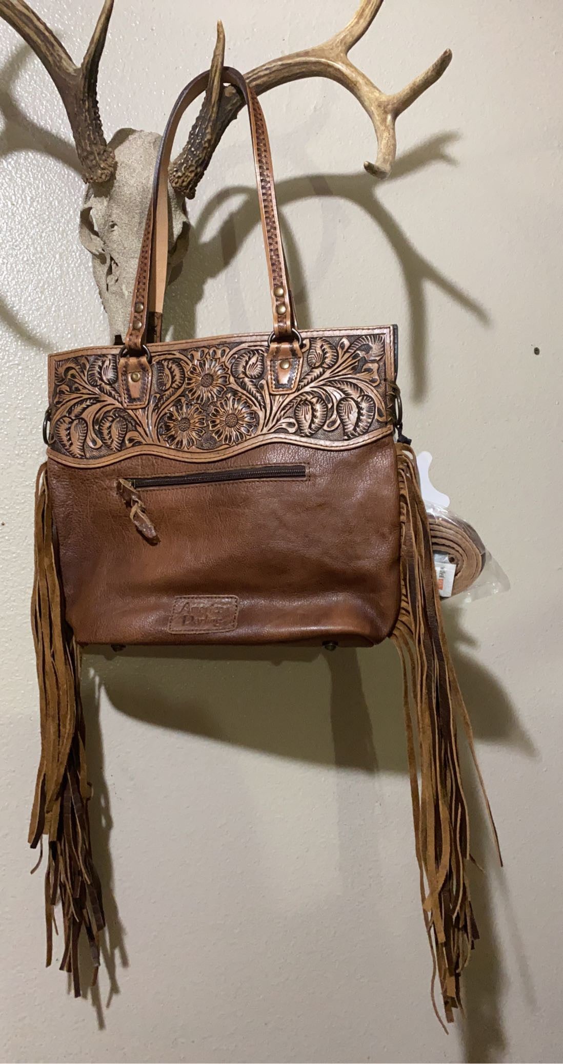 Cowhide Purse w/ turquoise stone